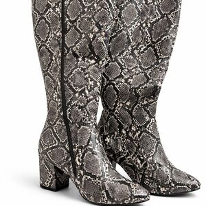 Women's Snake-Print Wider Calf Boots - Sz 9 1/2